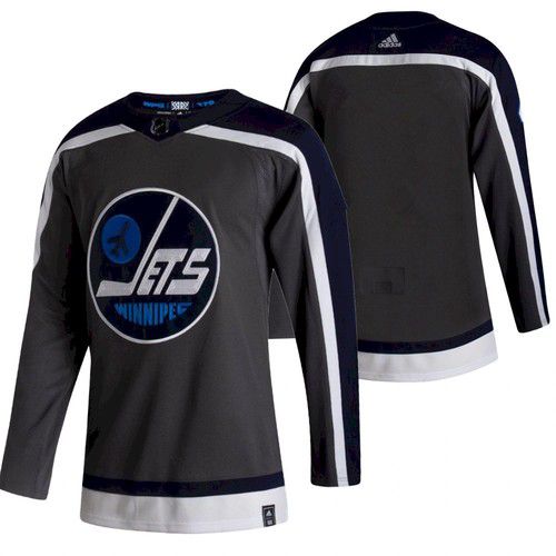 Men Winnipeg Jets Blank Black NHL 2021 Reverse Retro jersey